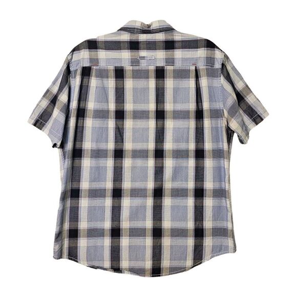 Tony Hawk Short Sleeve Collar Button Shirt Skater 80s 90s Blue Plaid Large - Picture 2 of 9